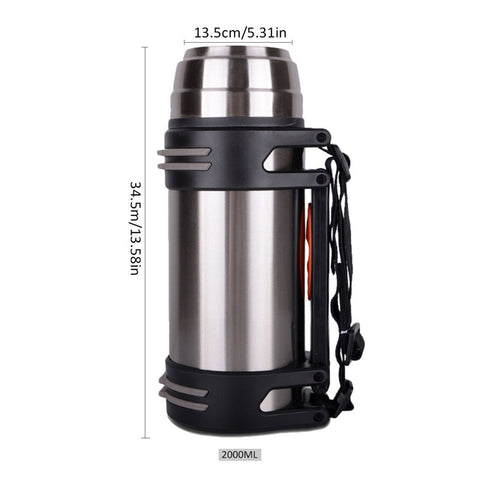 Outdoor Portable Sports Bottle Hydro Flask Lid 2L/1.6L/1.2L Durable Vaccum Insulated Coffee Mug 18/8 Stainless Steel Thermos Flask