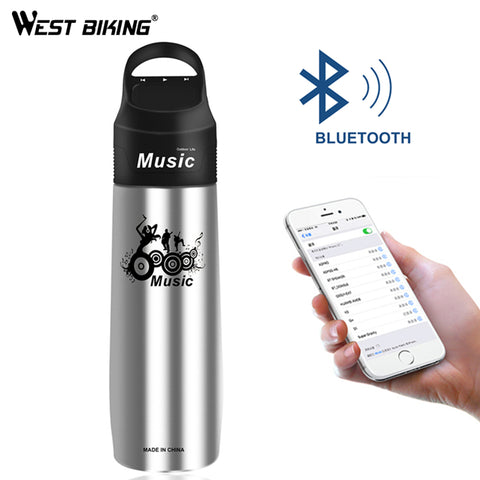WEST BIKING 750ml Water Bottle Vacuum Cup With Wireless Bluetooth Speaker Music Player Bottle For Cycling Home Outdoor Sports