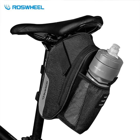 ROSWHEEL Bicycle Saddle Rear Bag With Mesh Bottle Pocket Cycling Bags MTB Road Bike Outdoor Accessories Bag For A Bicycle